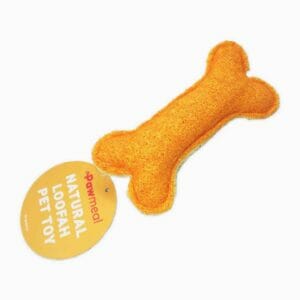 Pawmeal Loofah Bone Toy Golden Yellow
