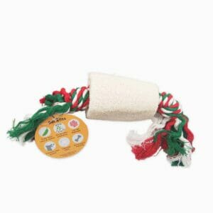 Pawmeal Loofah Tube With Rope Toy Natural White